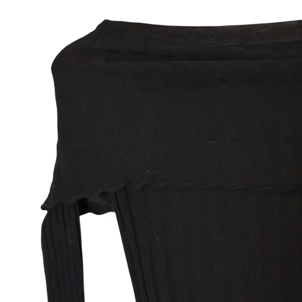 Guess | Like new cowl neck off the shoulder rib knit long sleeve sheer top - Picture 8 of 13